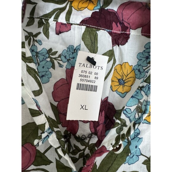 NWT Talbots XL Women’s Shirt Button Up Multicolor Long Sleeve Cotton - Picture 3 of 9